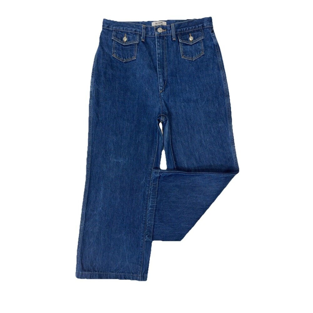 RE/DONE Women’s Jeans 30 High Rise Straight Leg Cropped 24” Inseam Button Fly
